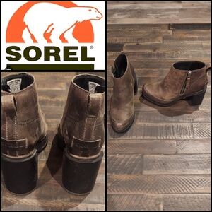 Sorel Blake Bootie Quarry Gray chunky heels size 6